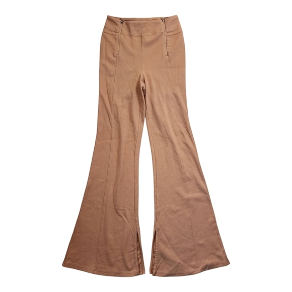 FP Free People Movement Camel Hot Shot Kick Flares Front Slit Pants Sz S - Picture 1 of 7